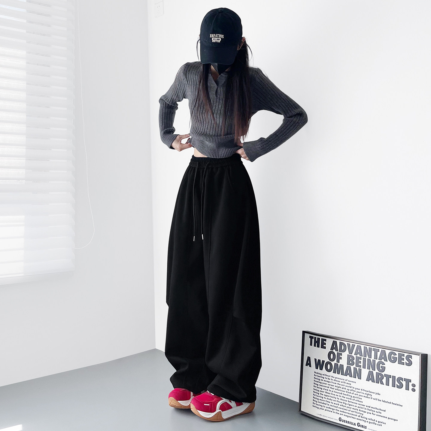 大码白色慵懒软糯阔腿裤女2025春季新款宽松大裤腿显瘦垂感运动裤,淘宝优惠券,粉丝福利购,淘宝优惠卷