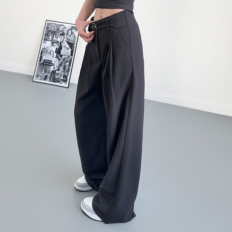 大码胖mm显瘦休闲裤女春季梨形身材宽松垂感拖地裤设计感阔腿长裤,淘宝优惠券,粉丝福利购,淘宝优惠卷