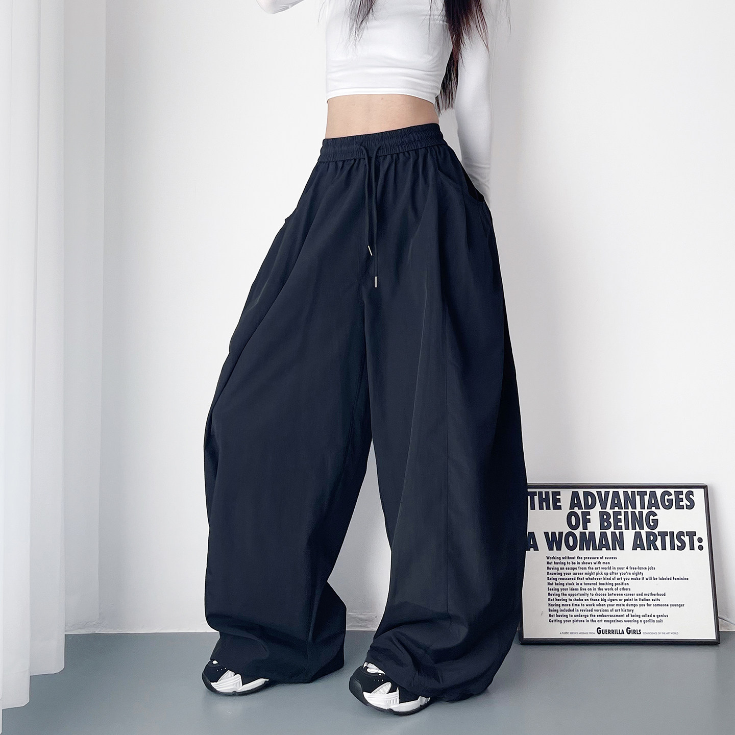 大码宽松显瘦大裤腿阔腿裤子女2026春季新款胖mm慵懒休闲运动卫裤,淘宝优惠券,粉丝福利购,淘宝优惠卷