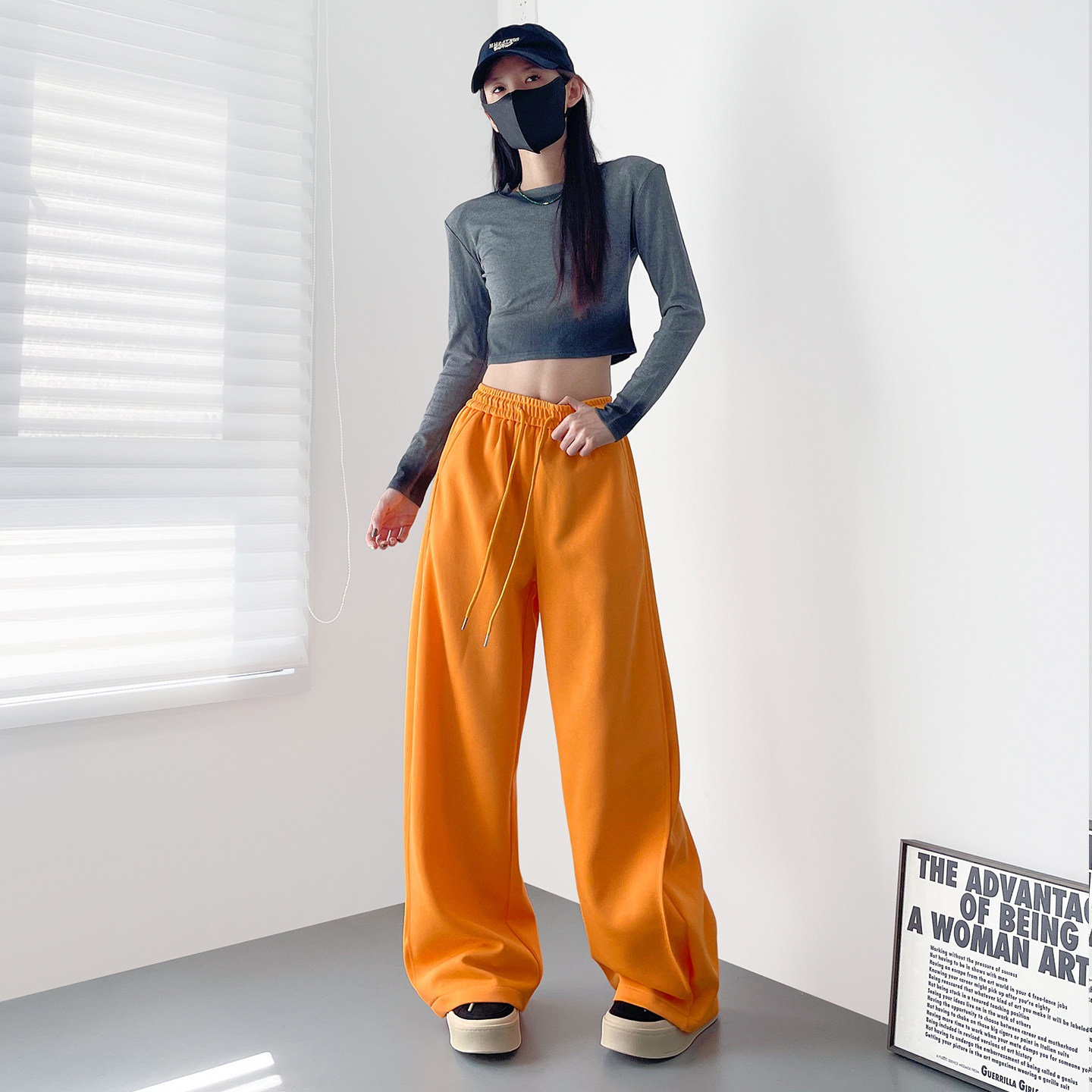 白色冬季百搭通勤香蕉阔腿裤女胖mm显瘦慵懒风大码运动堆堆卫裤子,淘宝优惠券,粉丝福利购,淘宝优惠卷