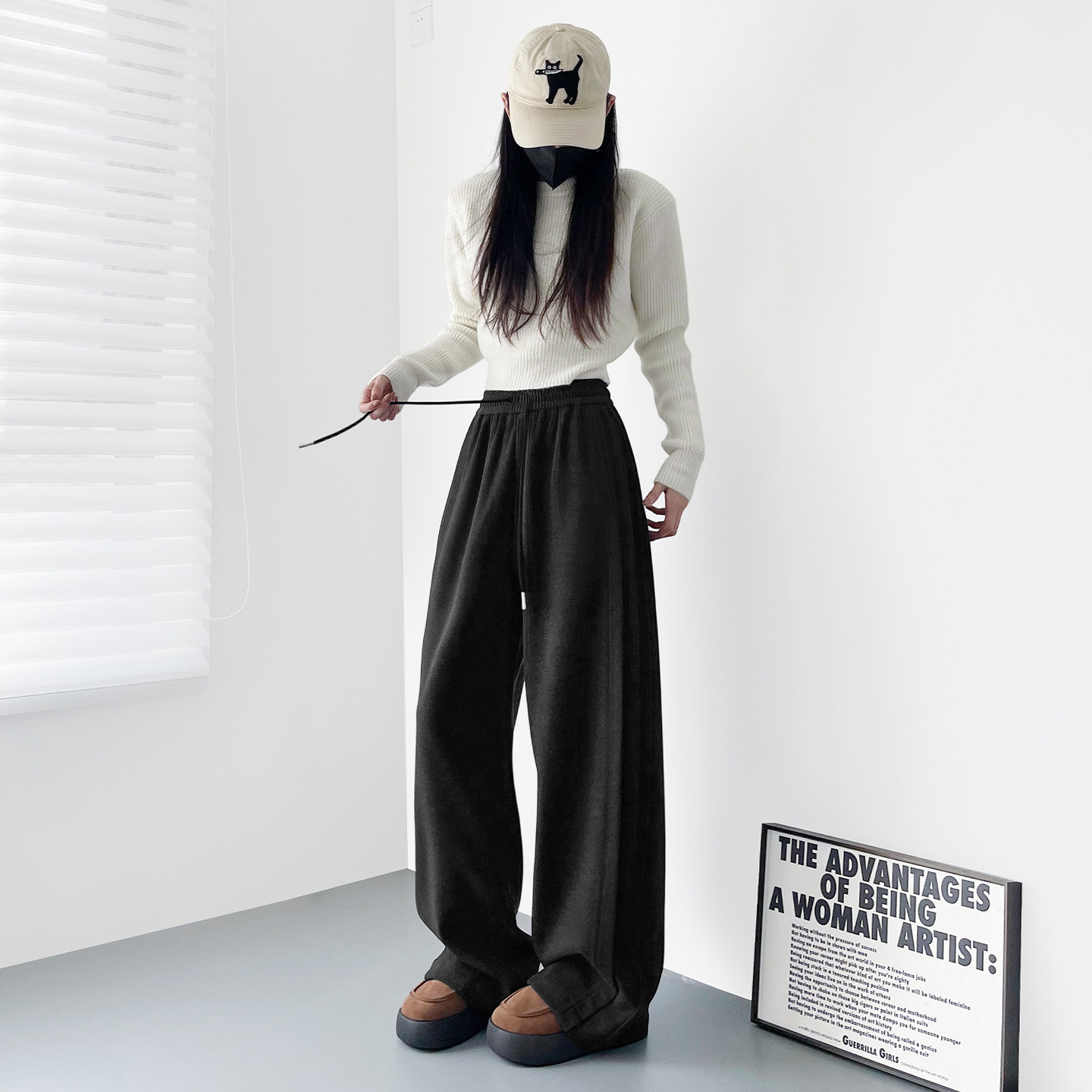 冬季保暖加绒加厚仿羊绒软糯阔腿裤女大码胖mm显瘦窄版藏肉弯刀裤,淘宝优惠券,粉丝福利购,淘宝优惠卷