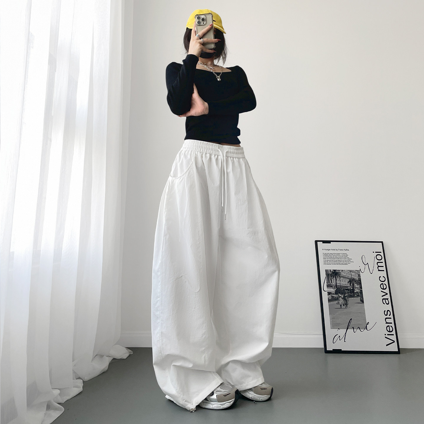 梨型身材显瘦慵懒风大裤腿运动裤子女秋季大码胖mm跳舞休闲阔腿裤,淘宝优惠券,粉丝福利购,淘宝优惠卷