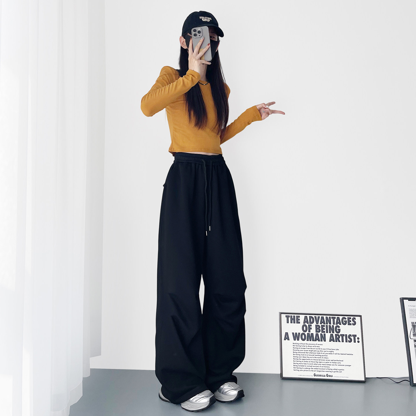 大码白色高腰慵懒风压褶休闲卫裤女春季新款大码胖mm显瘦阔腿裤子,淘宝优惠券,粉丝福利购,淘宝优惠卷