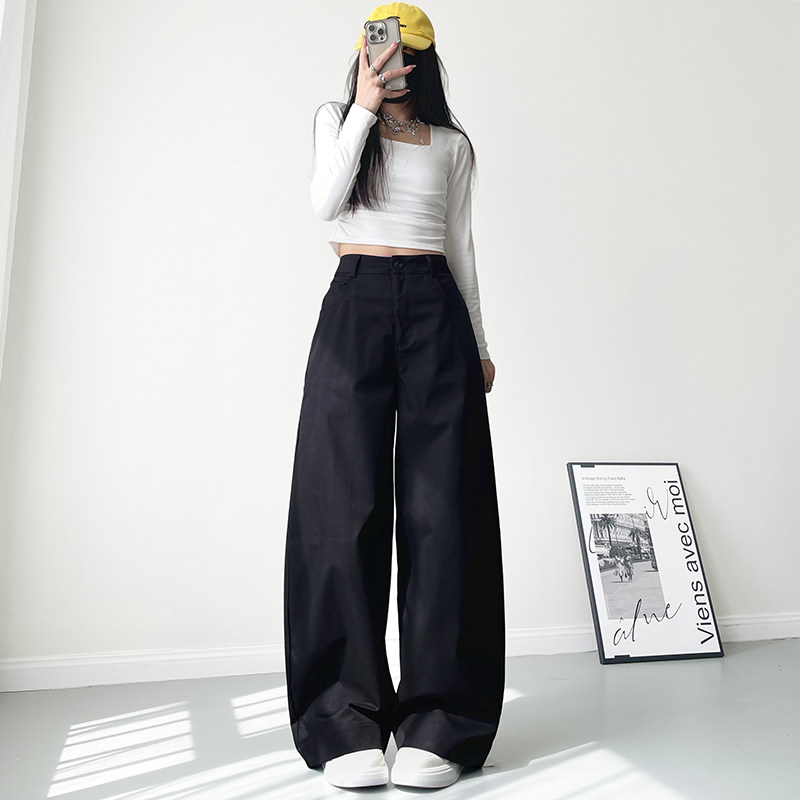 早秋高腰遮肉西装裤女梨型身材宽松显瘦胖mm松弛感休闲阔腿弯刀裤,淘宝优惠券,粉丝福利购,淘宝优惠卷