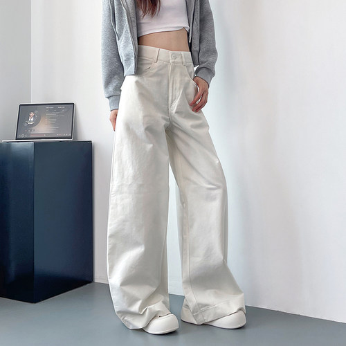 阔腿裤女秋季新款大码胖mm高腰宽松显瘦直筒休闲裤微喇垂感拖地裤 - 图3