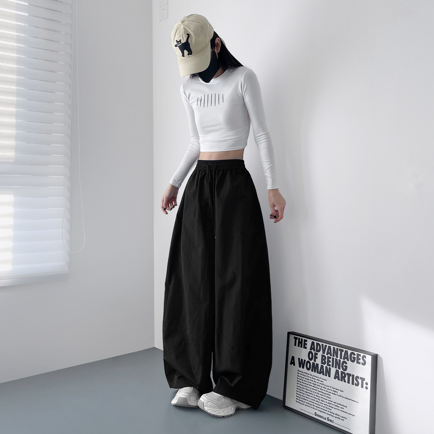 2026春季新款宽松显瘦大裤腿阔腿裤女大码胖mm垂感拖地香蕉运动裤,淘宝优惠券,粉丝福利购,淘宝优惠卷