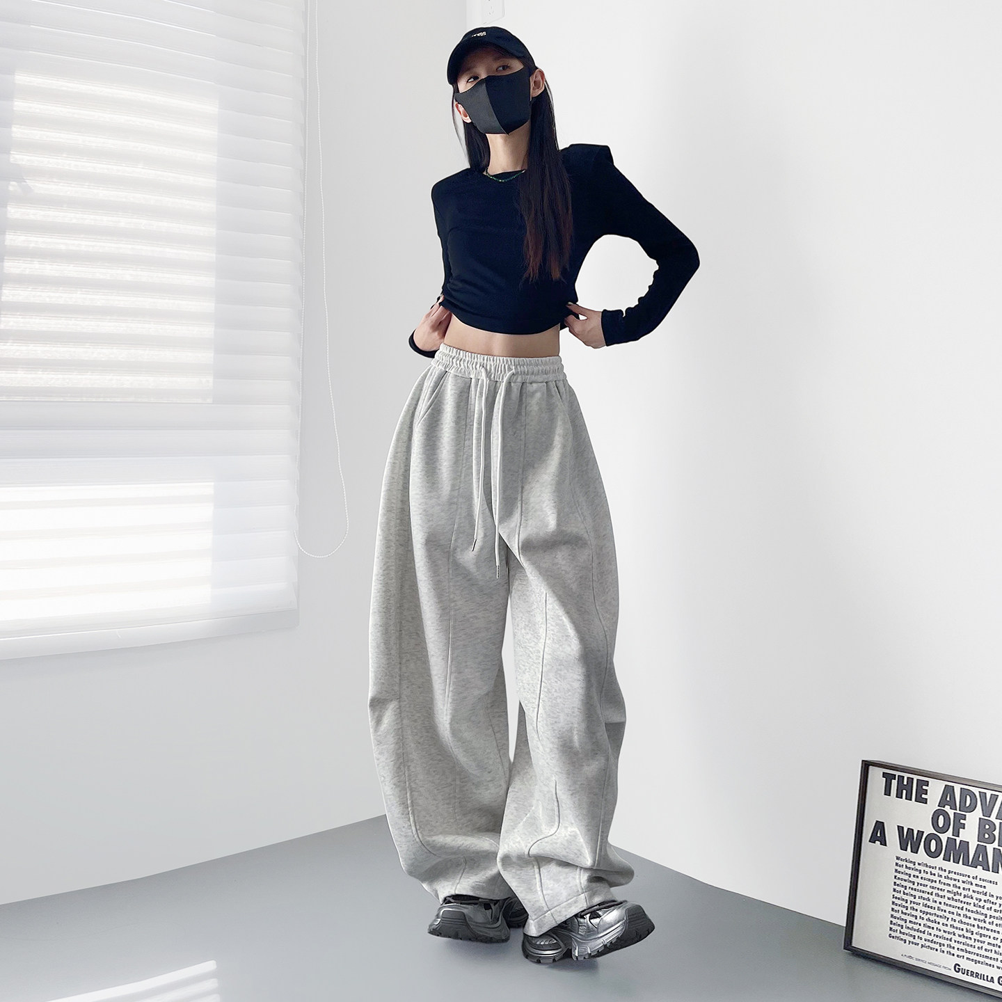 阔腿裤冬季显瘦松弛感大裤腿运动裤女大码胖mm慵懒风垂感休闲裤子,淘宝优惠券,粉丝福利购,淘宝优惠卷