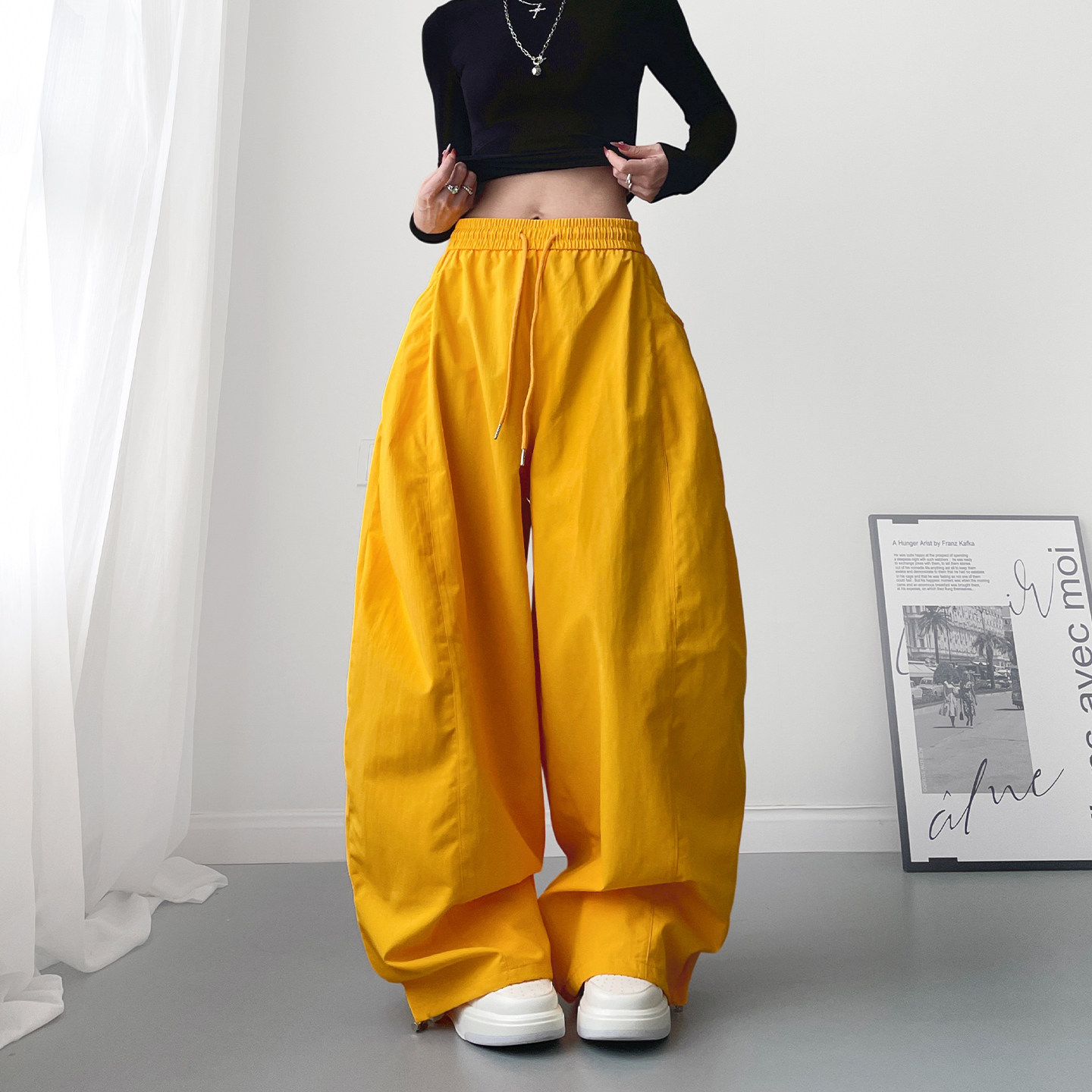 梨型身材显瘦慵懒风大裤腿运动裤子女秋季大码胖mm跳舞休闲阔腿裤,淘宝优惠券,粉丝福利购,淘宝优惠卷