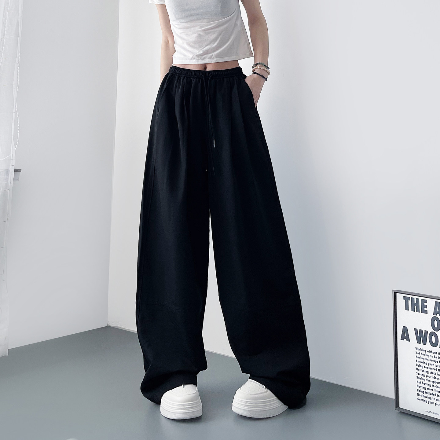 冰丝速干阔腿裤女2026春季新款垂感宽松胖mm大码显瘦薄款山本裤子,淘宝优惠券,粉丝福利购,淘宝优惠卷