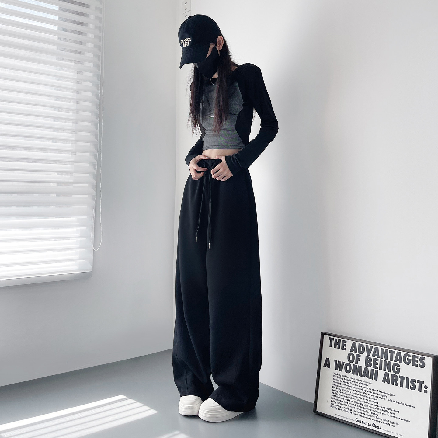 大码慵懒风软糯拖地阔腿裤女秋季新款胖mm显瘦高腰垂感运动休闲裤,淘宝优惠券,粉丝福利购,淘宝优惠卷