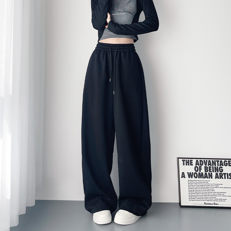 大码黑色显瘦慵懒风阔腿裤2026春季新款梨形身材胖mm休闲运动卫裤,淘宝优惠券,粉丝福利购,淘宝优惠卷