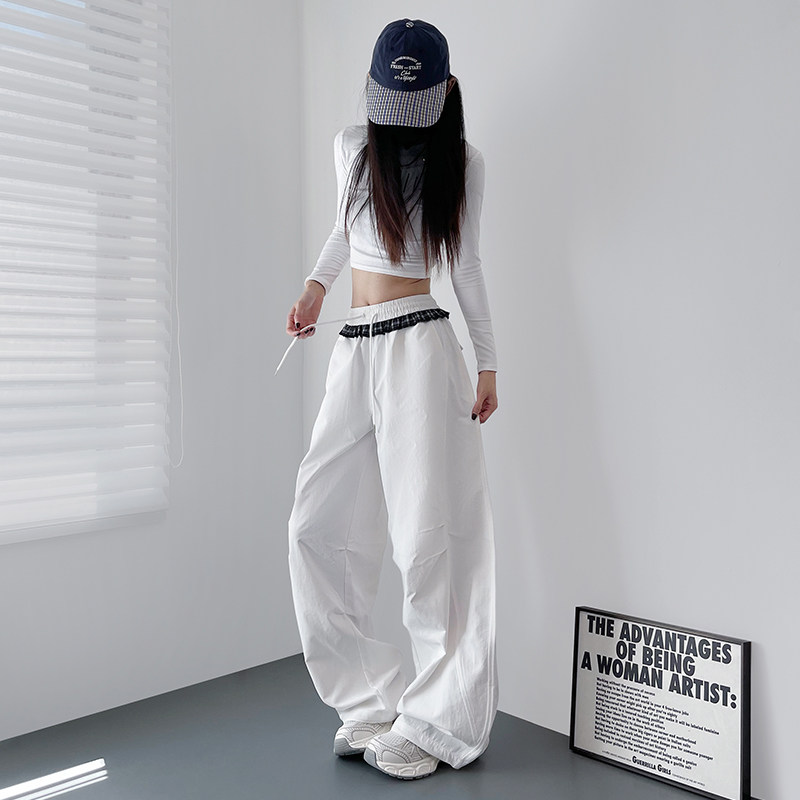 梨型微胖显瘦高腰拼接阔腿裤女2025秋季大码胖mm垂感运动休闲裤子,淘宝优惠券,粉丝福利购,淘宝优惠卷