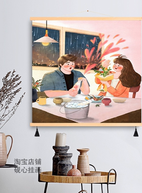 现代白头偕老装饰画客厅沙发壁画餐厅卧室床头情侣治愈布艺挂画