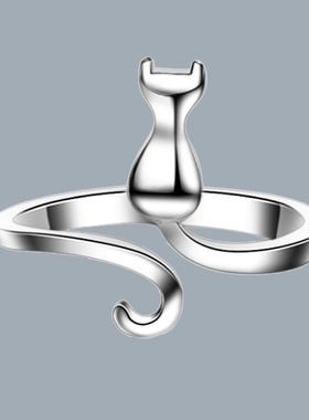 喵星人小猫咪开口戒指钩针带线指环编织钩织尾戒戒指手饰