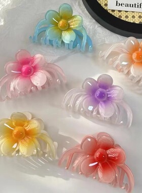 果冻色鸡蛋花大号头发抓夹甜美发夹头饰发卡鲨鱼夹夏威夷拍照用