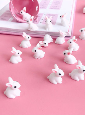 微景观微缩小摆件小耳朵白兔 兔子树脂工艺品迷你摆件diy配件