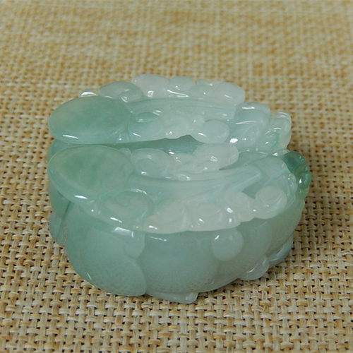 缅甸天然A货翡翠原石半明料玉石毛料冰糯种飘花一对貔貅挂件K2687 - 图0