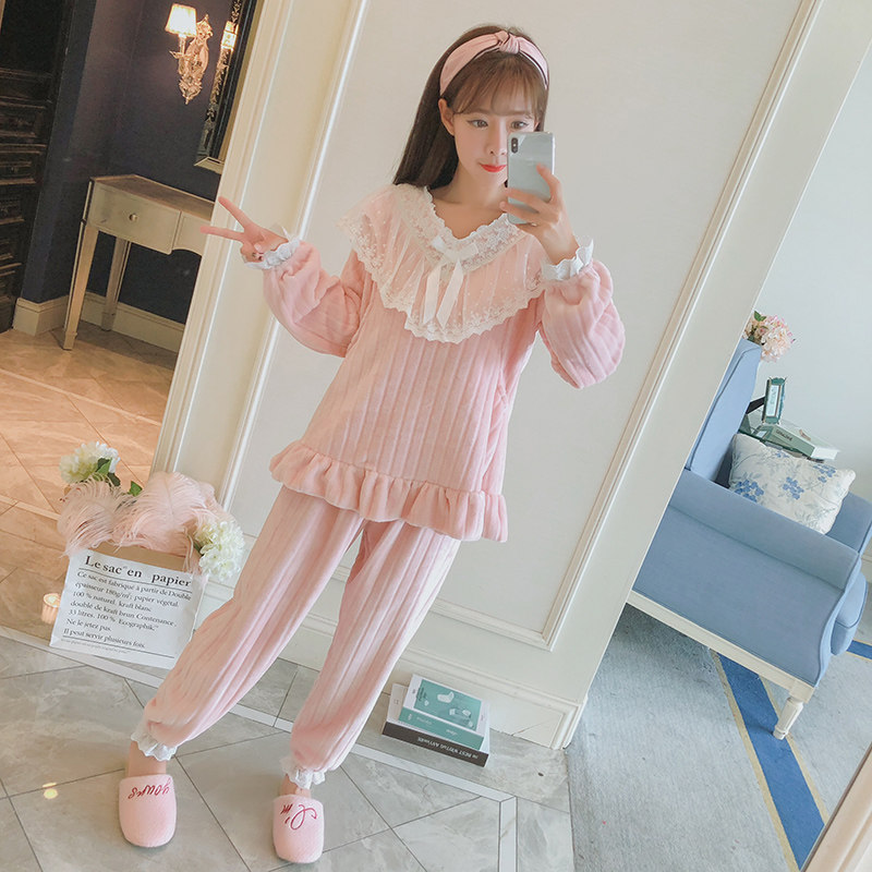 秋冬季月子服孕妇珊瑚绒怀孕期睡衣 薇丁妮家居服套装