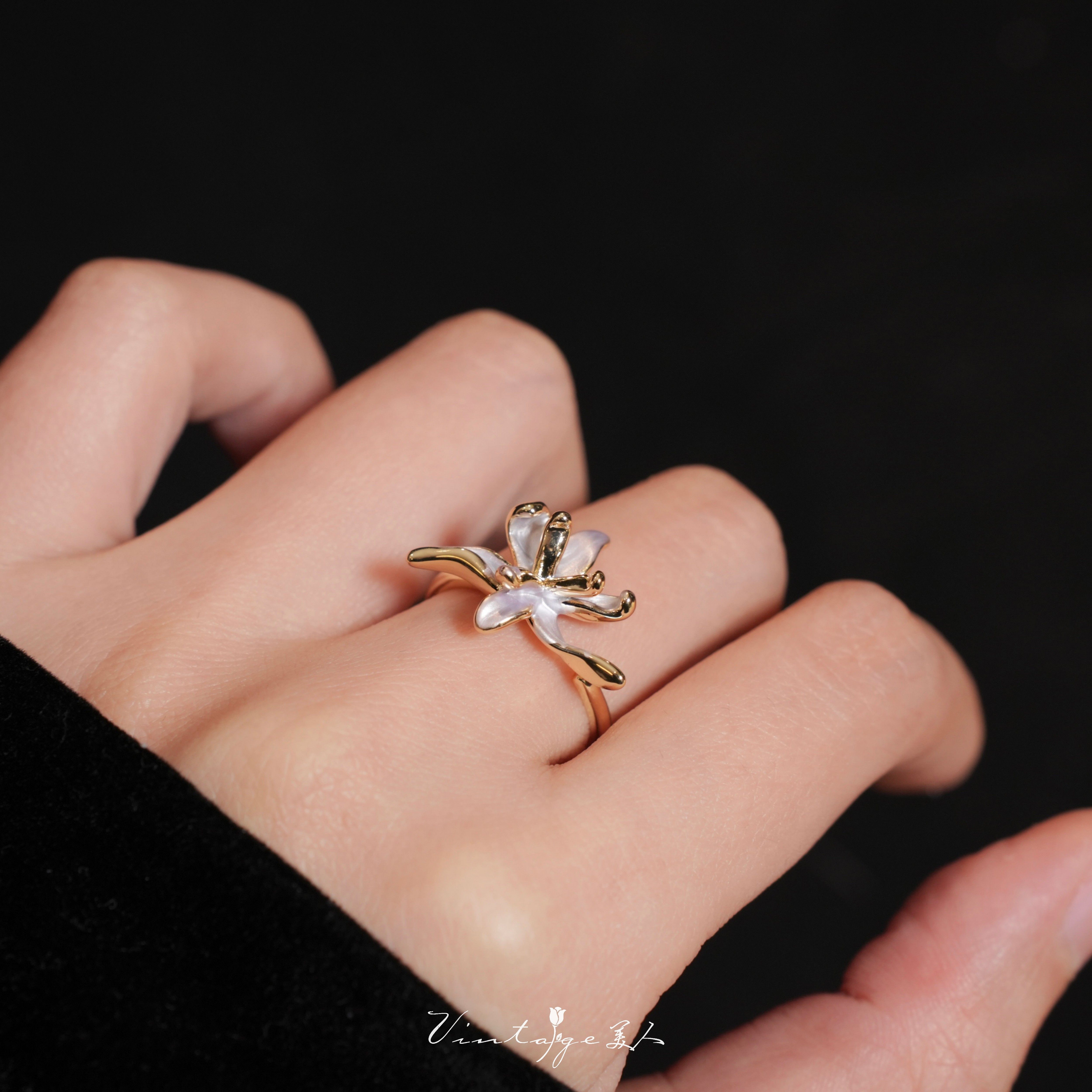 Purple mist iris ~ French super fairy art flower ring