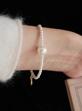 经典留白｜强光正圆珍珠手链项链