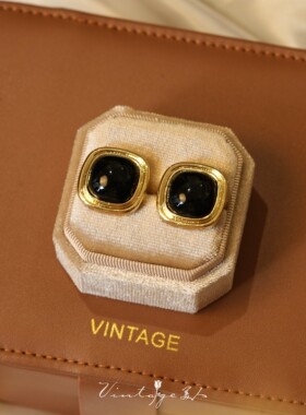「黑暗荣耀」vintage黑宝石耳钉