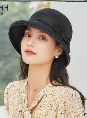 布塔时尚真丝遮阳帽女士防紫外线遮脸凉帽防晒可折叠妈妈帽子