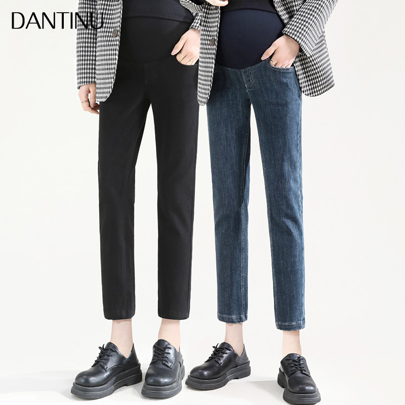 春秋款外穿九分小个子八分孕妇裤子 丹媞奴孕妇直筒裤