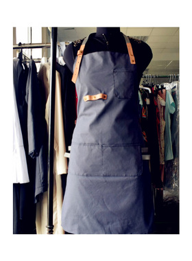 oakmoss韩版棉麻简约美甲店围裙工作服咖啡店茶艺鲜花店可印LOGO