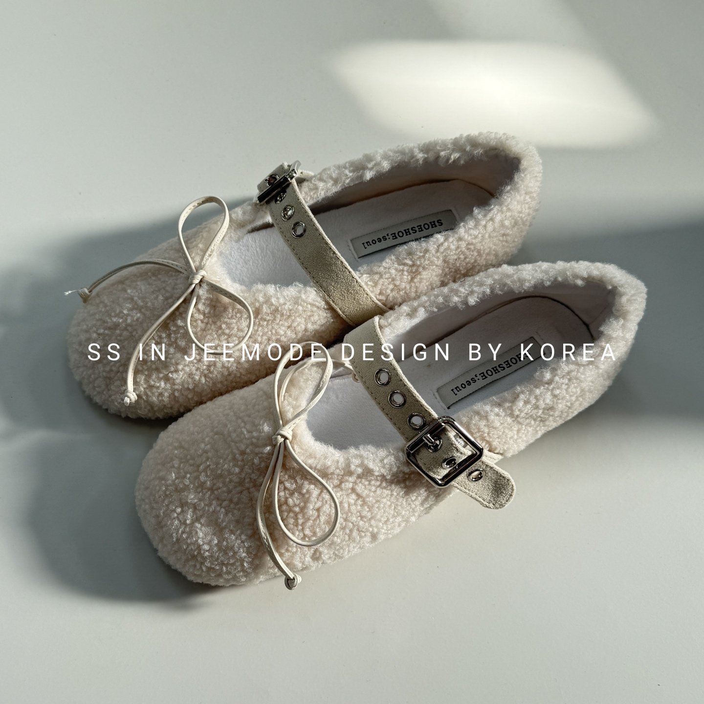 小池在首尔秋冬季新款甜美蝴蝶结一字扣带平底毛毛玛丽珍鞋棉鞋女,淘宝优惠券,粉丝福利购,淘宝优惠卷