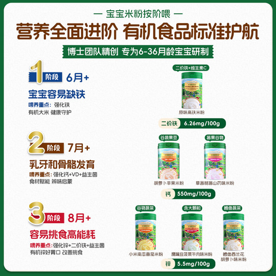 爷爷的农场有机婴幼儿米粉辅食高铁钙铁锌营养辅食米糊6月+