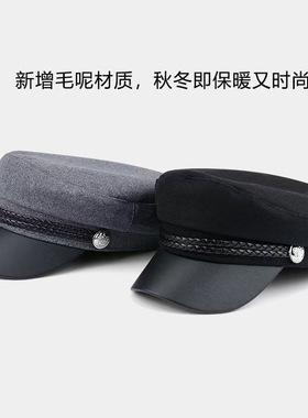 韩版复古八角帽子女秋日潮酷毛呢