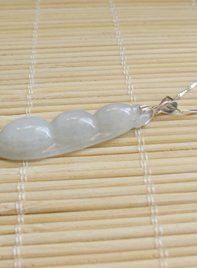 福豆翡翠项链银饰品吊坠