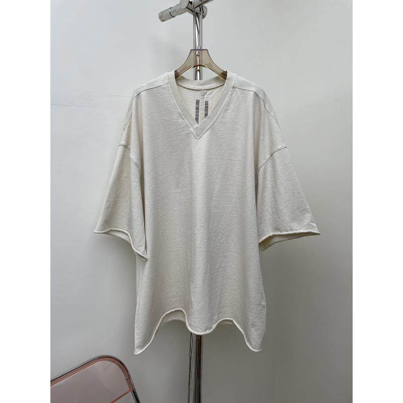 美式慵懒风V领七分袖松弛感不规则卷边针织T恤,淘宝优惠券,粉丝福利购,淘宝优惠卷