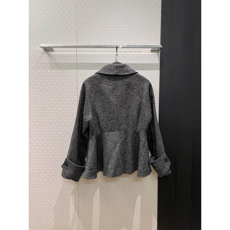 修身显瘦拼接设计青果领荷叶下摆收腰毛呢外套,淘宝优惠券,粉丝福利购,淘宝优惠卷