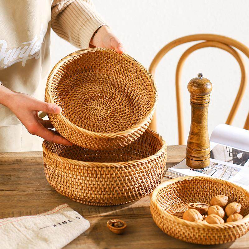舍里越南藤编果篮客厅家用现代茶几水果盘零食收纳盒竹编筐面包篮,淘宝优惠券,粉丝福利购,淘宝优惠卷