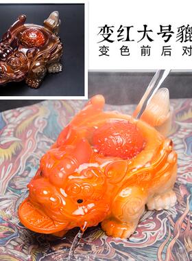 金蟾貔貅可养茶宠物茶桌摆件招财精品茶具摆设茶台变色装饰品配件