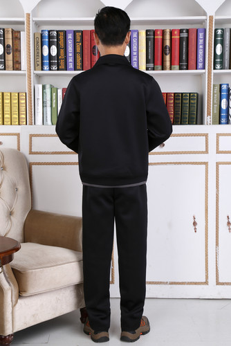 新款中老年人运动服套装春秋季男士休闲上衣加肥加大码宽松爸爸装 - 图0