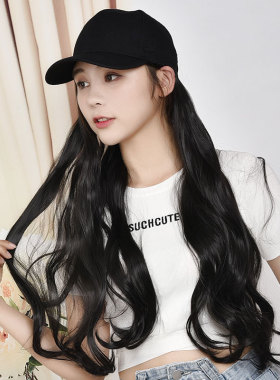 帽子假发一体假发女长卷发大波浪假发套假头发高温丝化纤发丝wigs