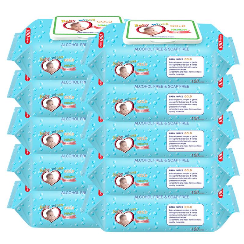 10大包装100湿巾婴儿特价带盖手口成人新生儿童宝宝湿纸巾抽家用 - 图3