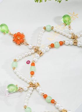 汉服项链日常绿色水滴吊坠