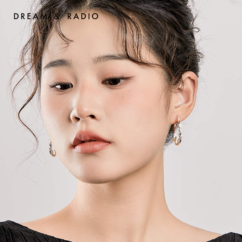 Dream＆Radio扭纹几何金属耳圈设计感高级气质耳饰 - 图2