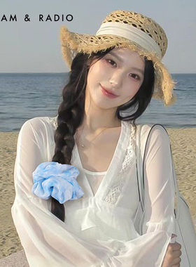 Dream＆Radio法式茶歇布艺发圈发饰后脑勺褶皱大肠圈PLUS大号2件