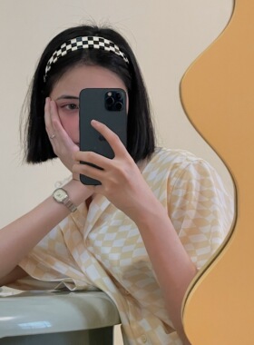 东大门ins黑白格气质少女发箍