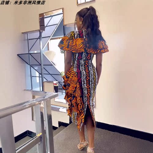 African women ethnic digital print dress 爆款非洲连衣裙女 - 图0