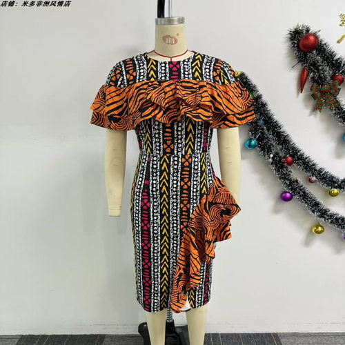 African women ethnic digital print dress 爆款非洲连衣裙女 - 图1