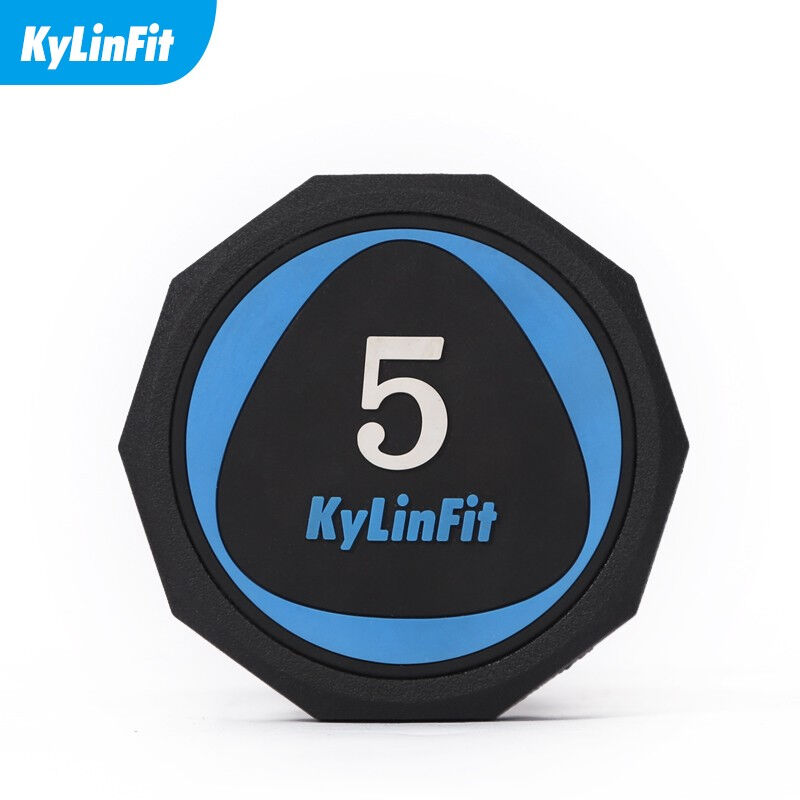 KYLINFIT商用PU哑铃圆头型环保十边哑铃男士2.5~25kg全规格健身器 - 图3