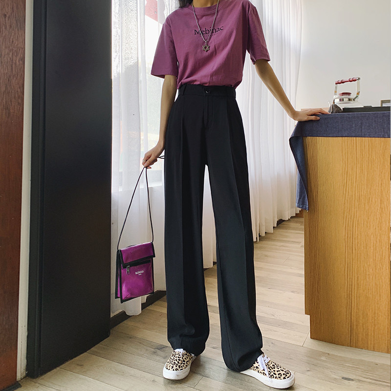 冰丝夏季高腰显瘦垂感休闲阔腿裤 韩恋希休闲裤