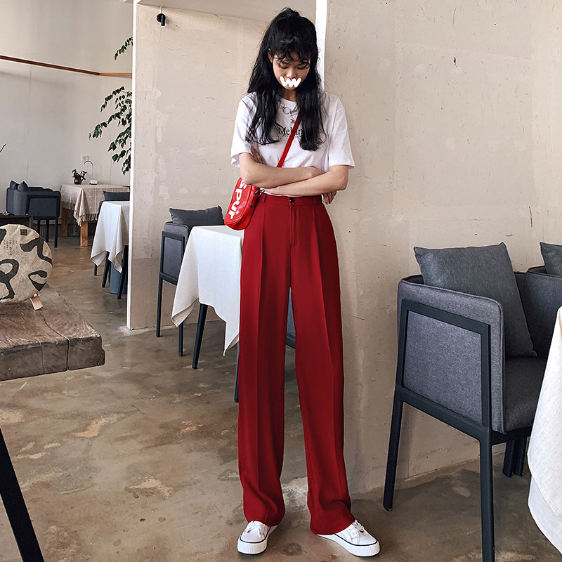 冰丝夏季高腰显瘦垂感休闲阔腿裤 韩恋希休闲裤