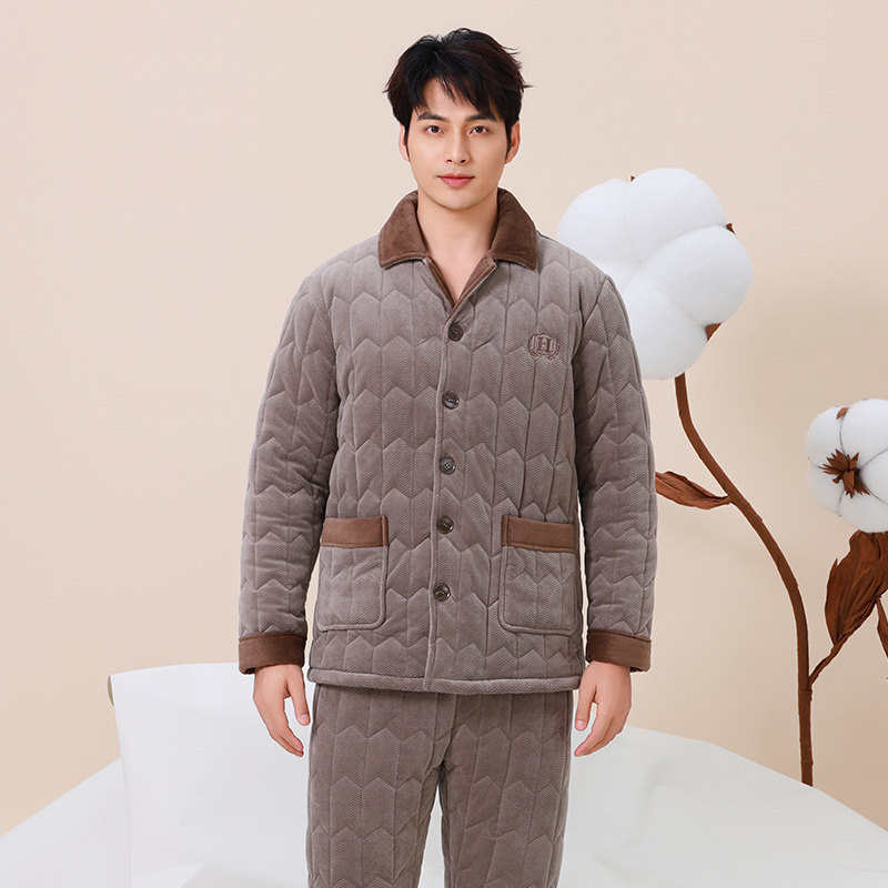 好波男士睡衣三层夹棉加厚家居服套装大码可外穿抗寒睡衣HJ24102,淘宝优惠券,粉丝福利购,淘宝优惠卷