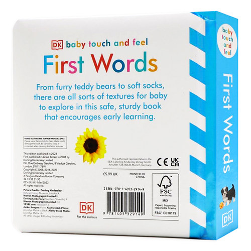 DK触摸书 Baby Touch and Feel First Words 英文原版绘本 学习单词 撕不烂纸板书 儿童英语启蒙认知绘本 亲子共读早教益智 - 图0